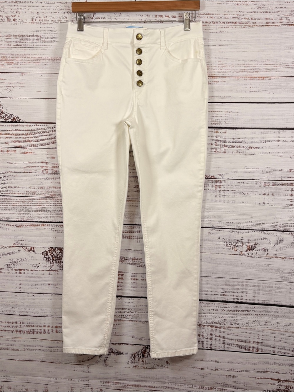 Draper James White Button Fly Crop Jeans